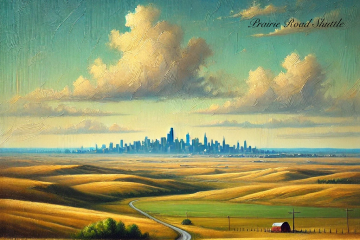 Brandon shuttle services (1) - prairie road cityscape oil paint style